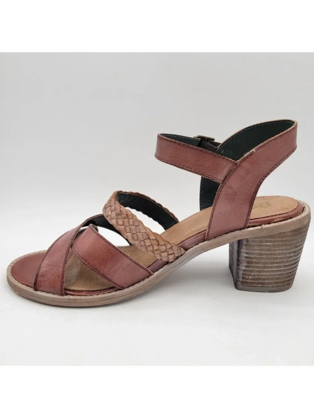 Women’s Brown Leather Block Heel Sandals
